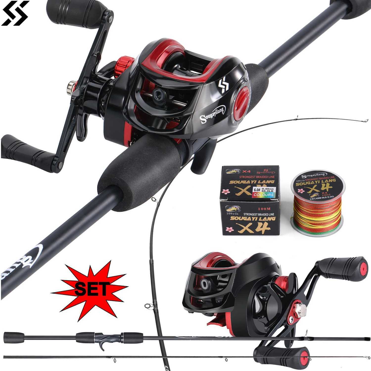 Sougayilang Fishing Rod and Reel Set High Sensitivity Caon Rod 721 Gear Ratio Reel with a 4Braided Fishing Line as a Gift Y251014