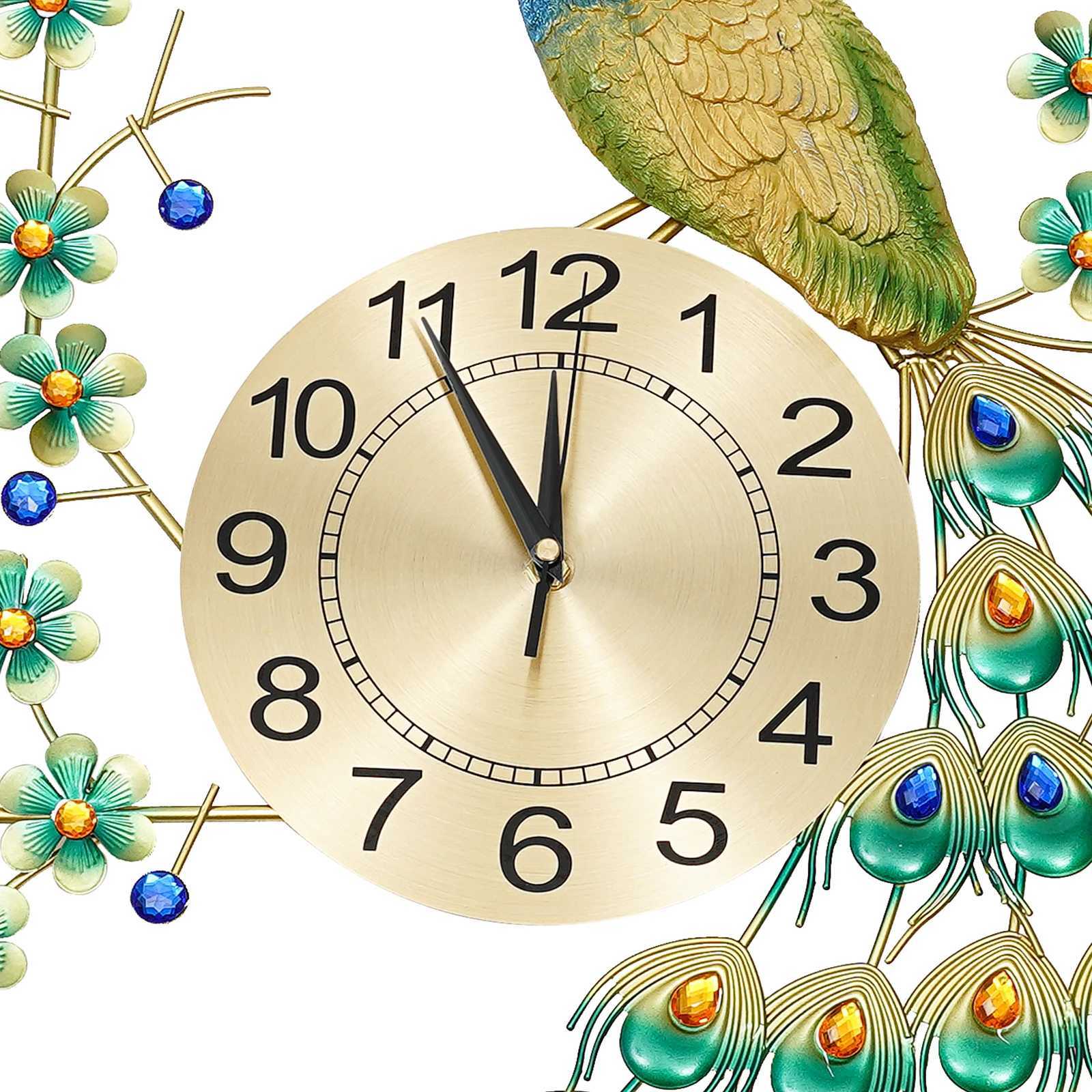 3D European Style Peacock Hanging Clock Wallmounted Wall Clock Modern Decorative Wall Clock for Office Home Indoor 70 65cm C251015