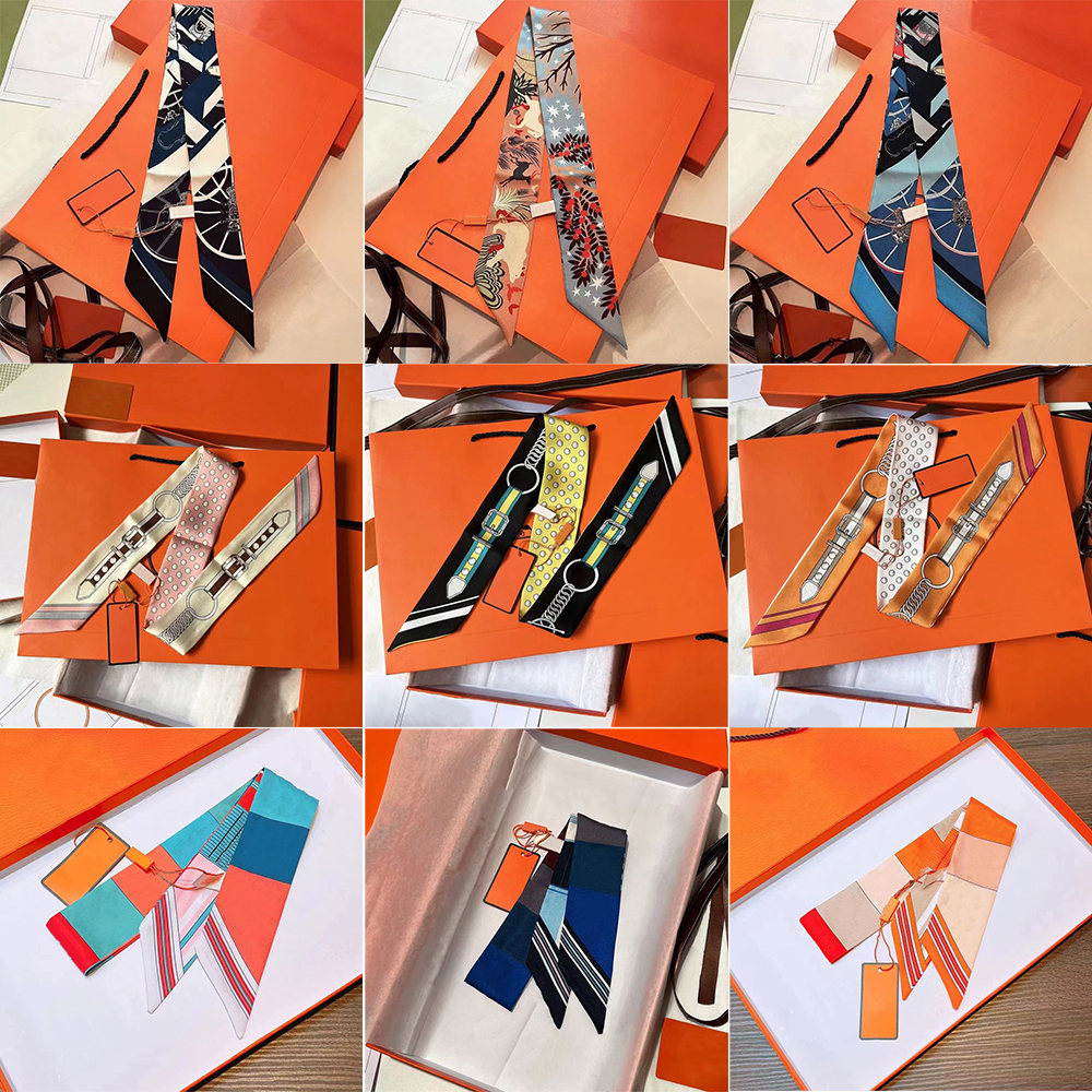 Fashion Designer Scarf Luxury Printed Letter Silk Scarf Women's Handbag Scarf 20 Colours Size 5 x 90cm