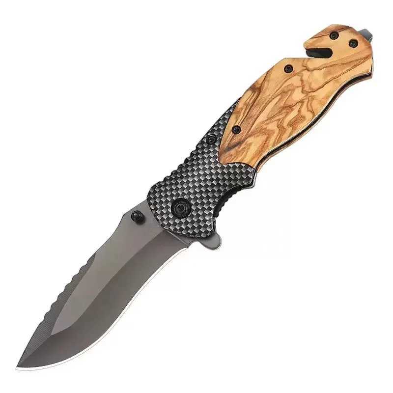 High Hardness Outdoor Folding Knife Wilderness Portable Tactical Straight Knife Carry Multifunctional Folding Knife Outdoor Tool H251015