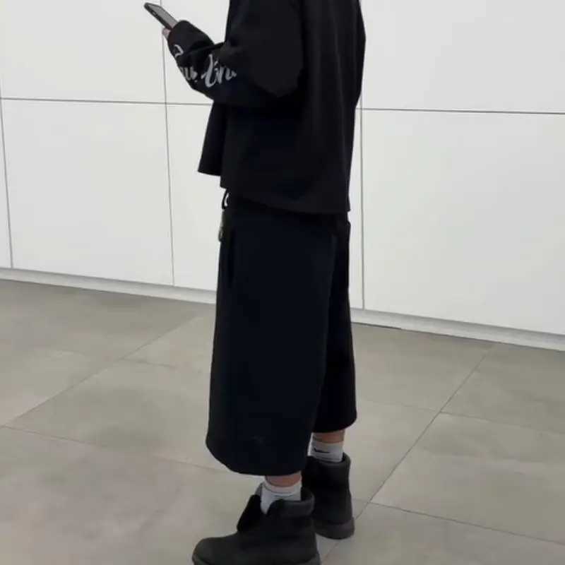 2025 New summer double waistband shorts Hiphop Harajuku style casual midlength shorts drawstring shorts for men and womenT251015