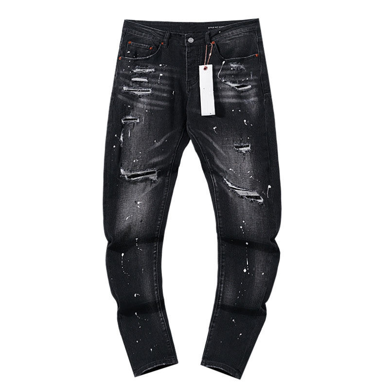 Mens Jeans Designer Light Luxury Starry Sky High Version Jeans Mens Diamond Black Slim Fit Jeans Elastic Rivet Denim Pants Skinny Jeans