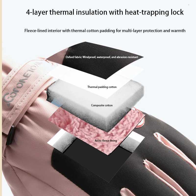 Ski gloves for men and women in winter outdoor sports cycling waterproof cold warm cotton gloves Y251015