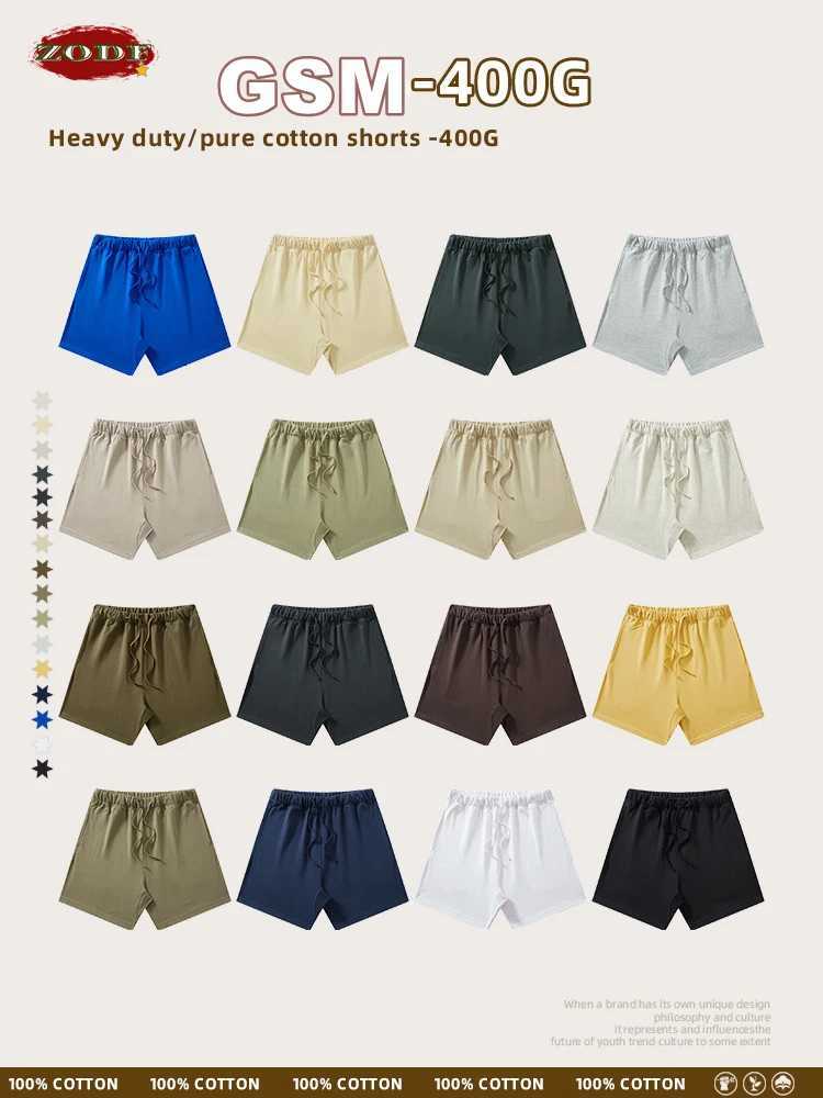 ZODF Solid 2024 Summer 400gsm Cotton Shorts For Men Women Unisex Loose Comfortable Short Pants Brand Bottoms HY0783T251015