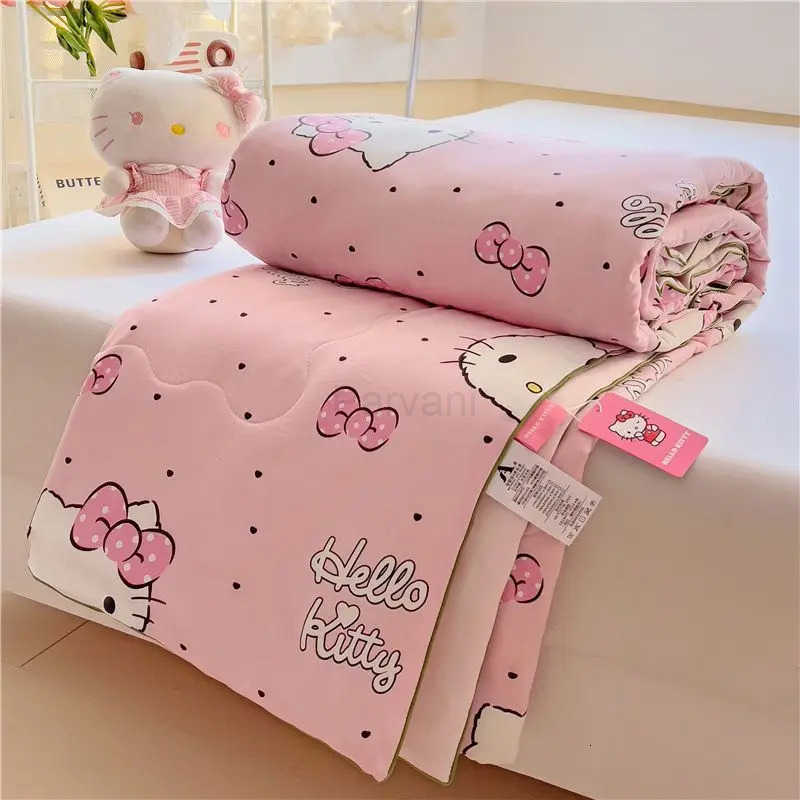 Sanrio Sanrio Hello Kitty Cartoon Cinnamoroll Kuromi Summer Quilt Washable Air Conditioner Machine Washable Soft Comfortable Blanket L251015