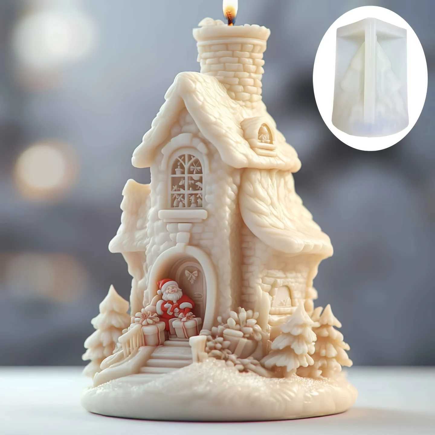 Magic House Christmas Santa Scented Candle Silicone Mold Magic House Forest Christmas Santa Gift Candle Mold Resin Gypsum Molds C251015
