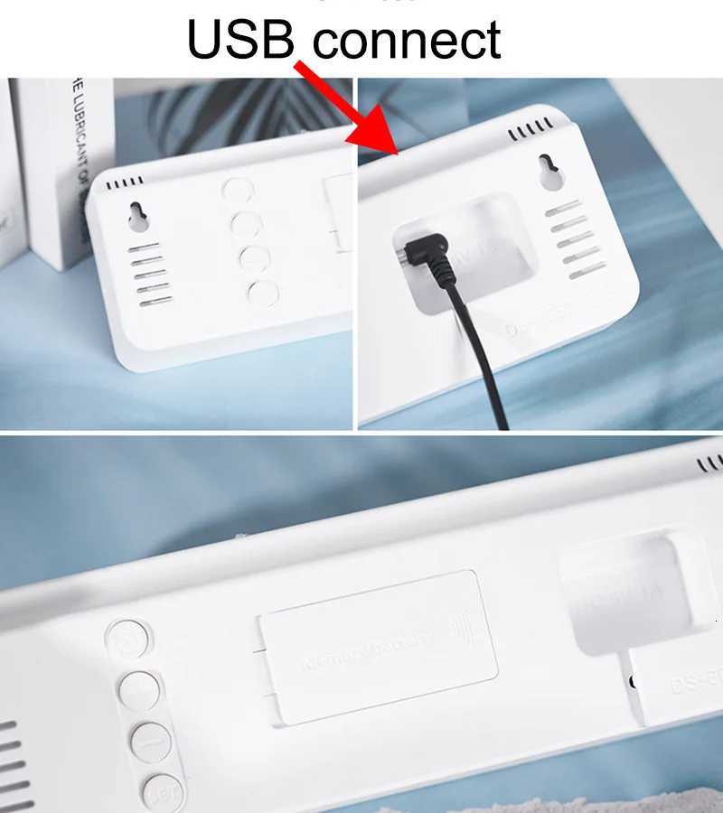 12 Inch Smart Mute LED Electronic Night Alarm Wall Clock Modern Desk Clock Minimst Thermometer Calendar Time Cube Home Decor C251015