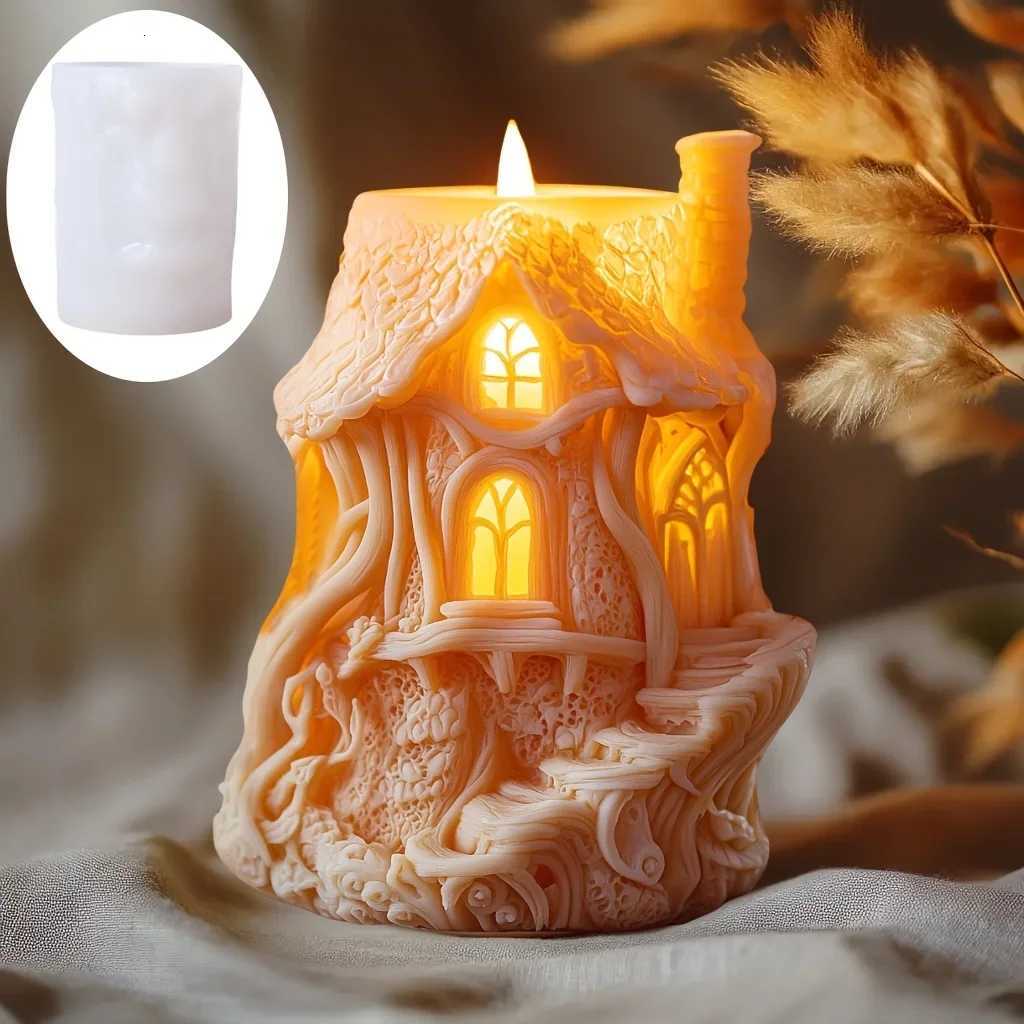 Magic House Cylinder Candle Silicone Mold Halloween Gift Magic Elf Castle Cylinder Resin Mould Devil House Gypsum Molds C251015