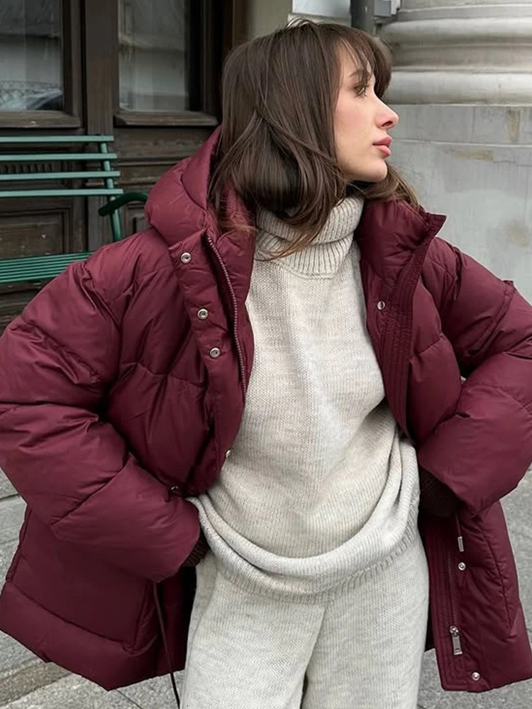 Tossy Leisure Womens Hooded Parker Coat Drawstring Waist Warm Solid Pocket And StandUp Collar Long Sleeves Parker Coat 251011