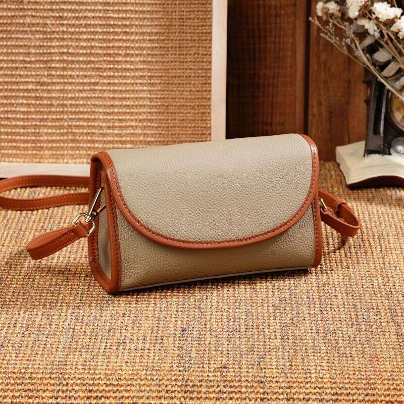 New Fashionable Genuine Genuine Leather Phone Bag - Women's Square Color Block Crossbody Small Bag, Versatile & Stylish Design