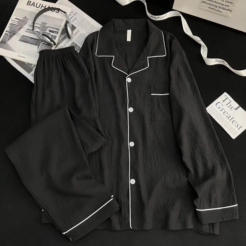 Cloud Cotton Mens Pyjamas SpringAutumn Cardigan Style LongSleeved Collared Lightweight Oversized Pyjamas Loungewear Set 251009