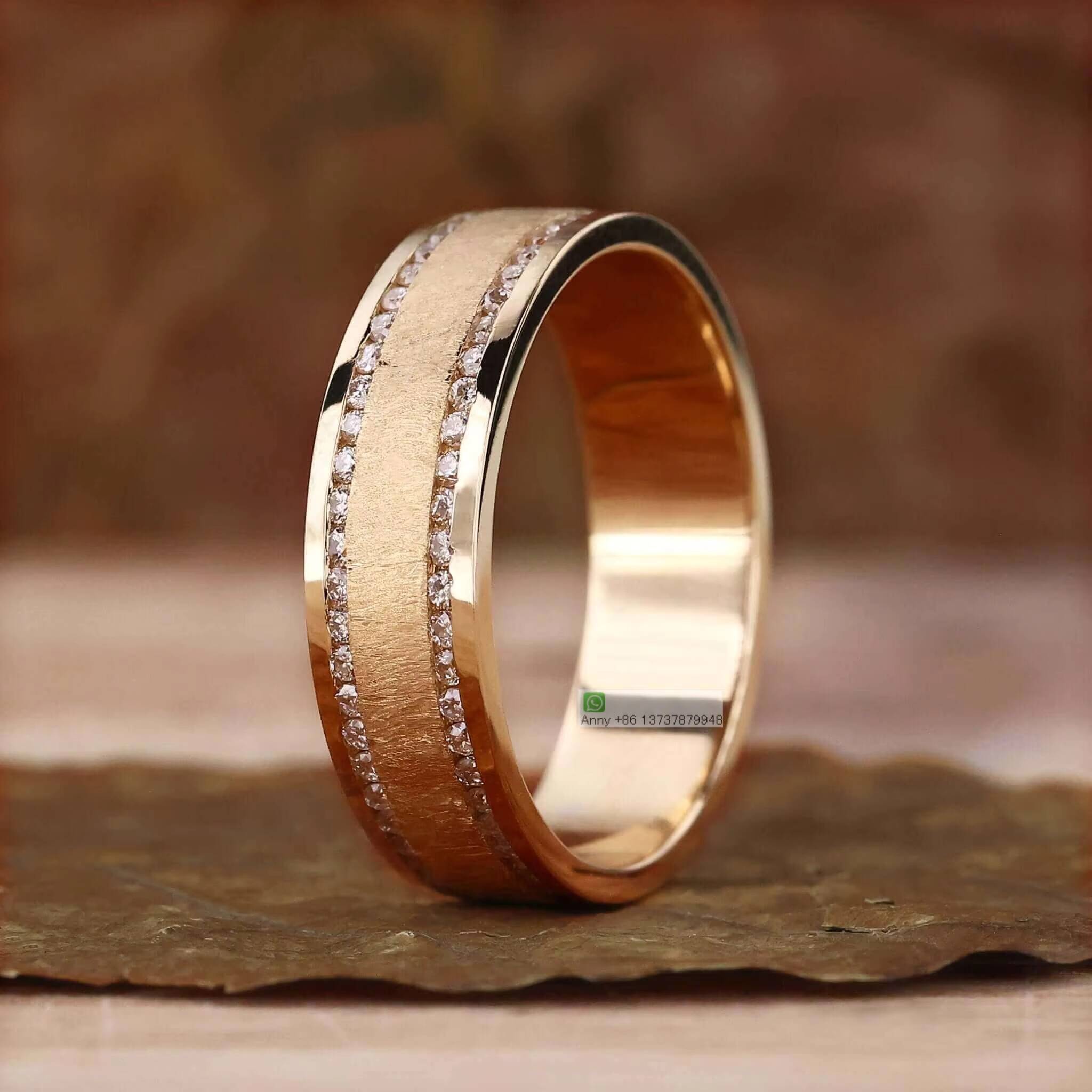 Real 10K 14K 18K Gold Round Lab Grown Diamond Mens Wedding Ring EFVS Matte Finish Wedding Band Natural Diamond Engagement Ring