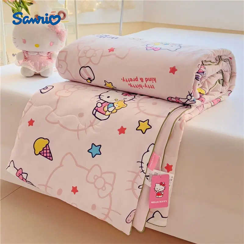 Sanrio Sanrio Hello Kitty Cartoon Cinnamoroll Kuromi Summer Quilt Washable Air Conditioner Machine Washable Soft Comfortable Blanket L251015
