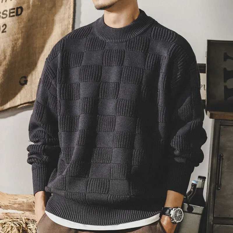 New Heavyweight Classic Retro Sweater Mens Plus Size Lazy Trend Brand Loose Knit Sweater Men J251015
