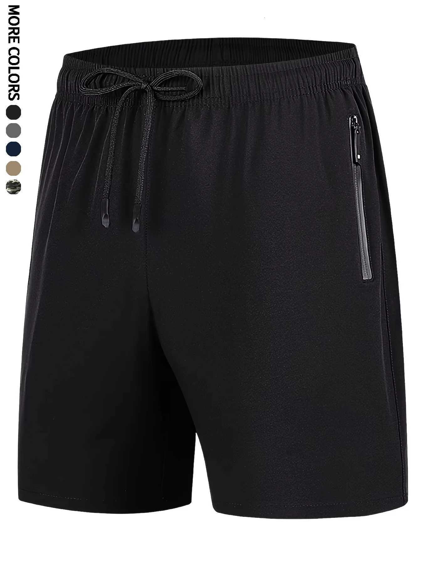 Mens Summer Drawstring Quick Dry Shorts For RunningBreathable With Zipper PocketsFitness Training7022T251015