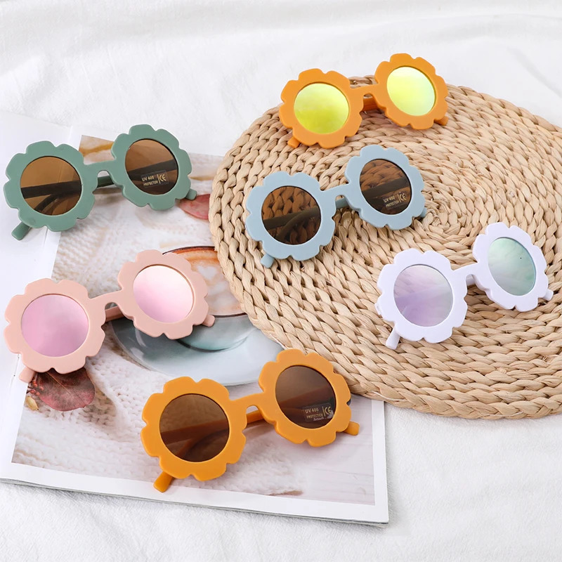 Vintage Cute Kids Girl Sunglasses Child Sun Round Flower Baby Children UV400 Sunglass Girls Boys Fashion Glasses Z260305