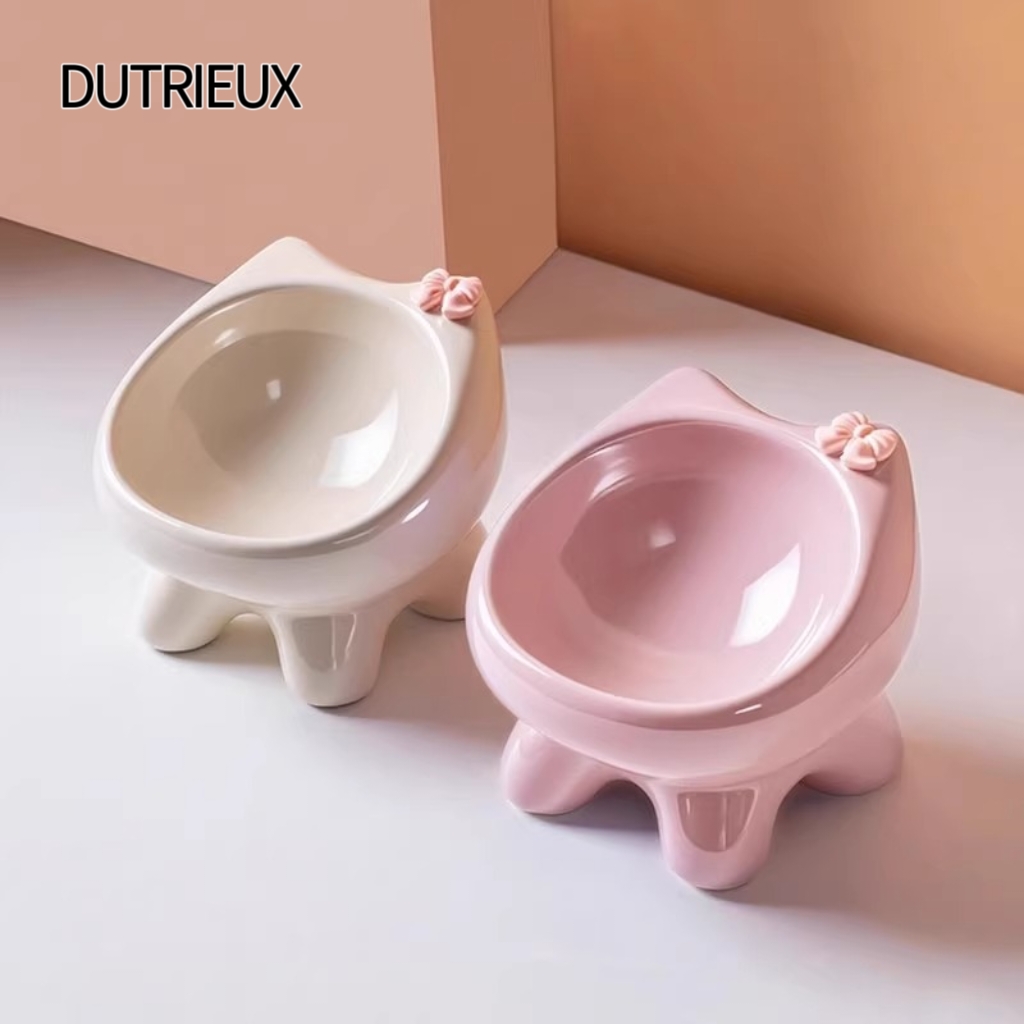 K3225 Heavy Base Anti-Tip Ceramic Pet Food Bowl Creative Elevated Design Dropshipping