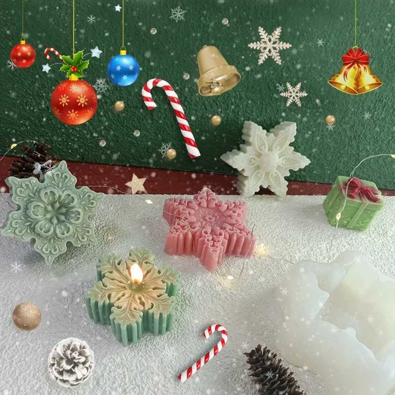 Christmas Snowflakes Silicone Mold DIY Christmas Candle Mold Scented Candle Snowflakes Molds Xmas Handmade Candle Making Mould C251015