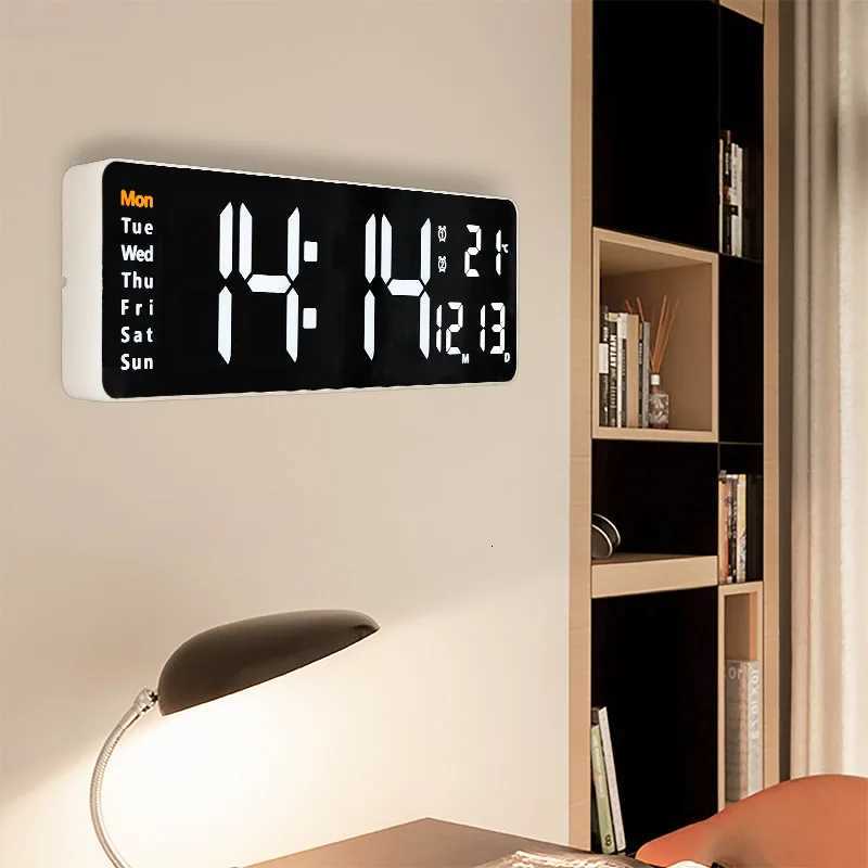 Wall Mounted Electronic Clock Multifunctional Large Font Rectangular Clock Alarm Clock Can Be Hung or Freely Placed C251015