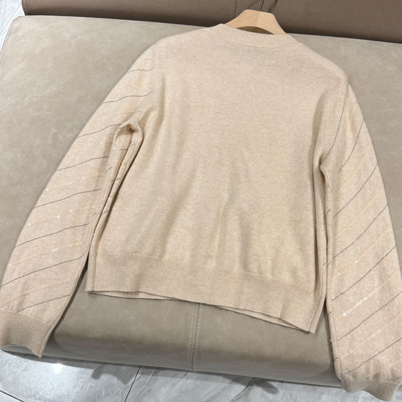 Retro Y2K Designer Luxury Women's Cotton Blend Sequin Striped Cardigan Outerwear Stand Collar Zip Up Knitwear Two Colors Soft Comfortable Long Sl