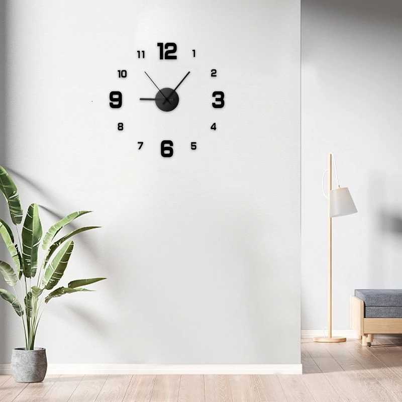 Frameless DIY Wall Clock Wall Decal Home Silent Clock Living Room Office Wall Decoration C2510158