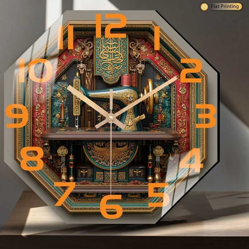 1pc artful Antique Ornate Sewing Machine Octagonal Wall Clock for Living Room Office decor Ideal Christmas New Year Gifts C251015