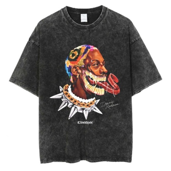 New Washed Vintage Cotton Halloween Print Streetwear Retro T-Shirt Casual Top - CJ4040