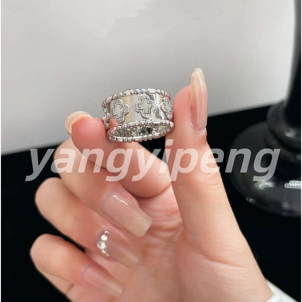 Famous designer's clover wide and narrow version Kaleidoscope ring, women's 18k gold plated rose gold high-end couple ring Y789P