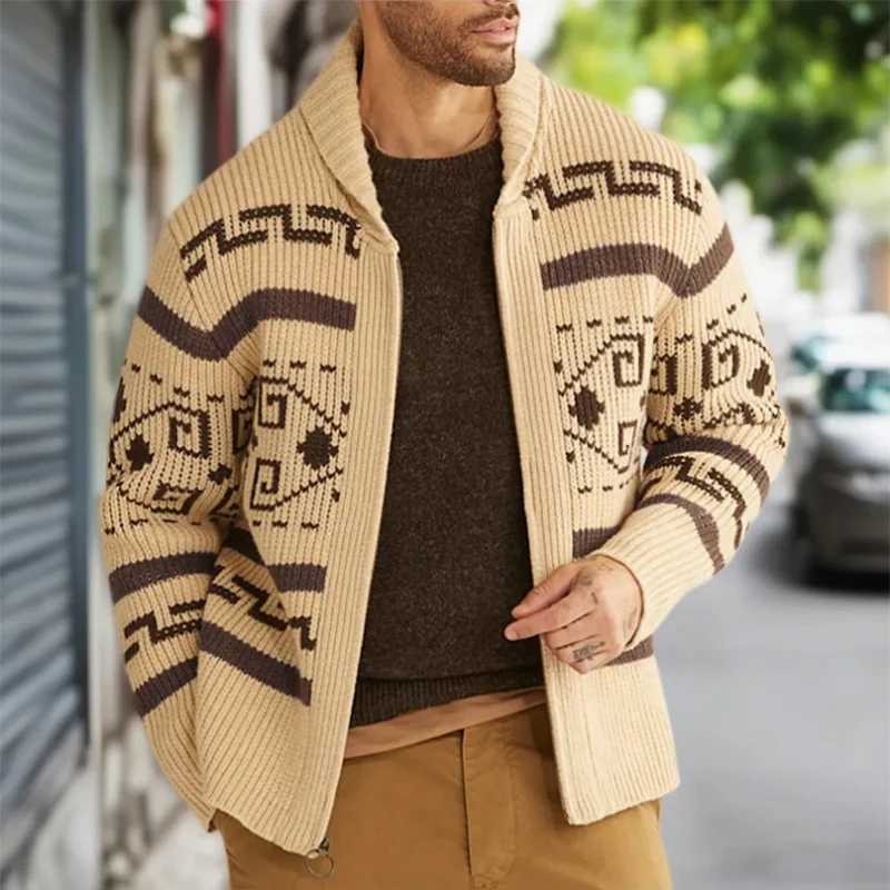 Outdoor Casual Lapel Zipper Sweatercoats Men Fall Winter Fashion Slim Fit Sweater Jackets Mens Vintage Crochet Knit Jacket Coats J251015