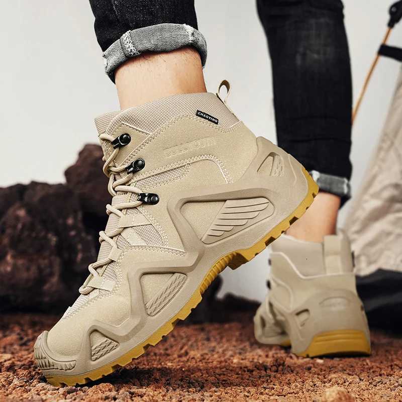 Mens winter high top shoes mid top waterproof and anti slip hiking shoes ultra light work boots tactical boots desert boots Y251015