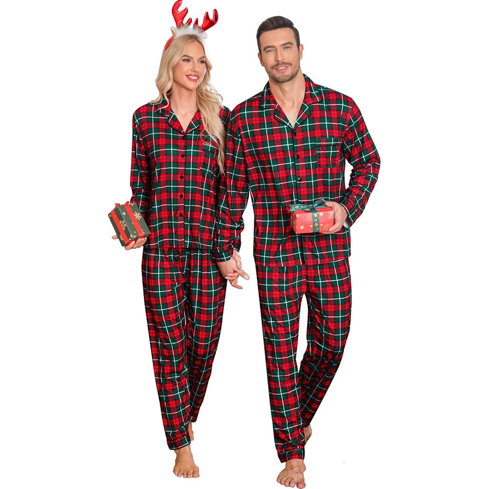 2025 New Mens Trendy Plaid Pattern Printed Home Casual Pajamas Set