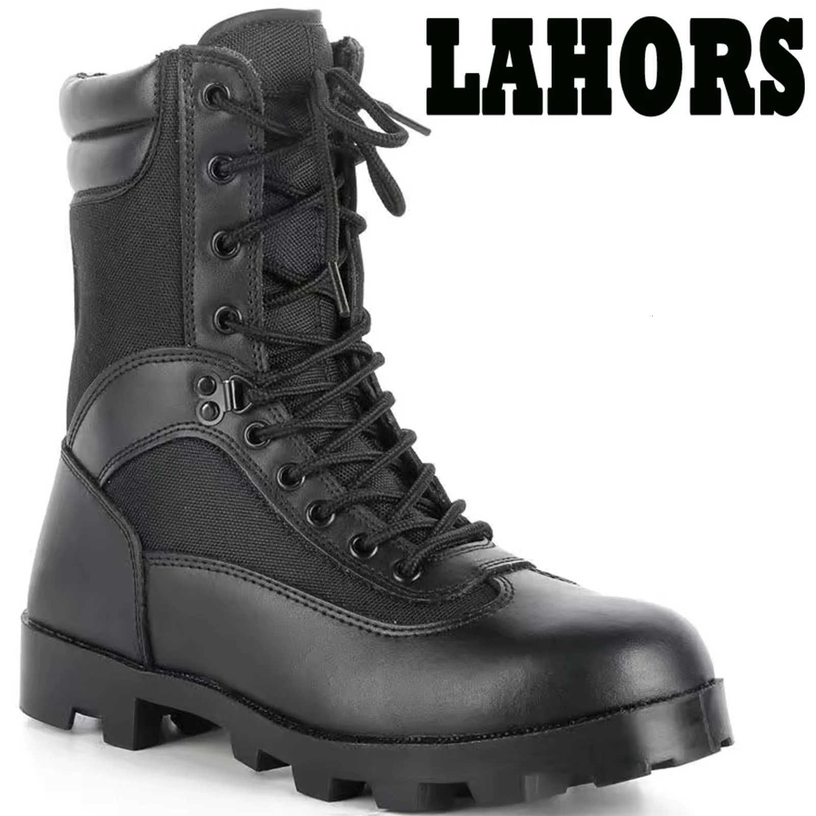 LAHORS Cowhide Man Tactical Boots Sport Hiking Shoes Outdoor Ank Desert Combat Boots Work Safety Shoes Botas Hombre Y251015