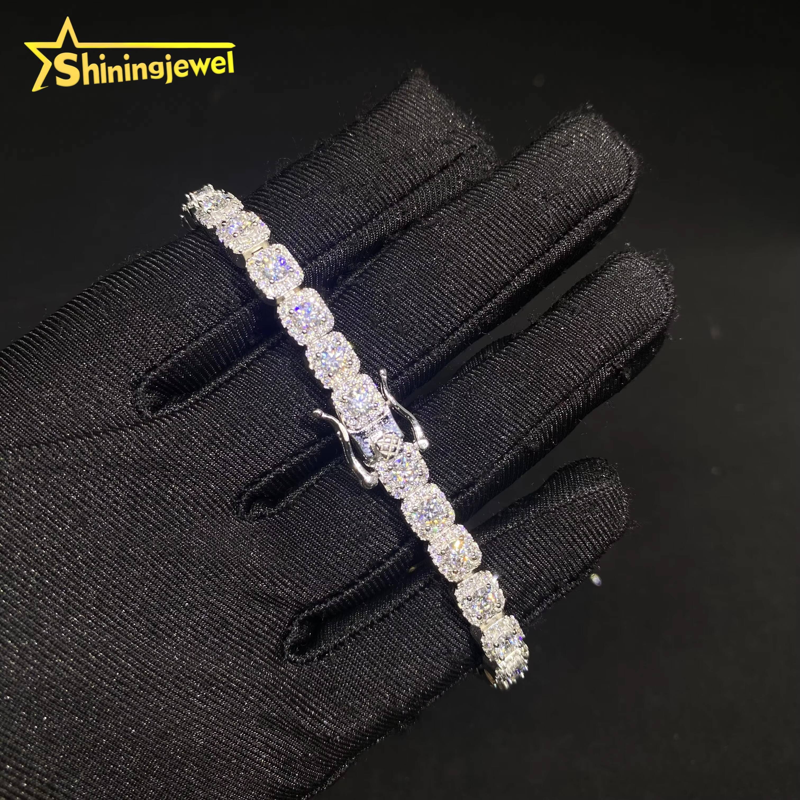 3Styles Pass Diamond Tester Iced Out Bracelet Fine Hip Hop Diamond Jewelry 925 Silver VVS D Moissanite Cuban Link Chain Bracelet