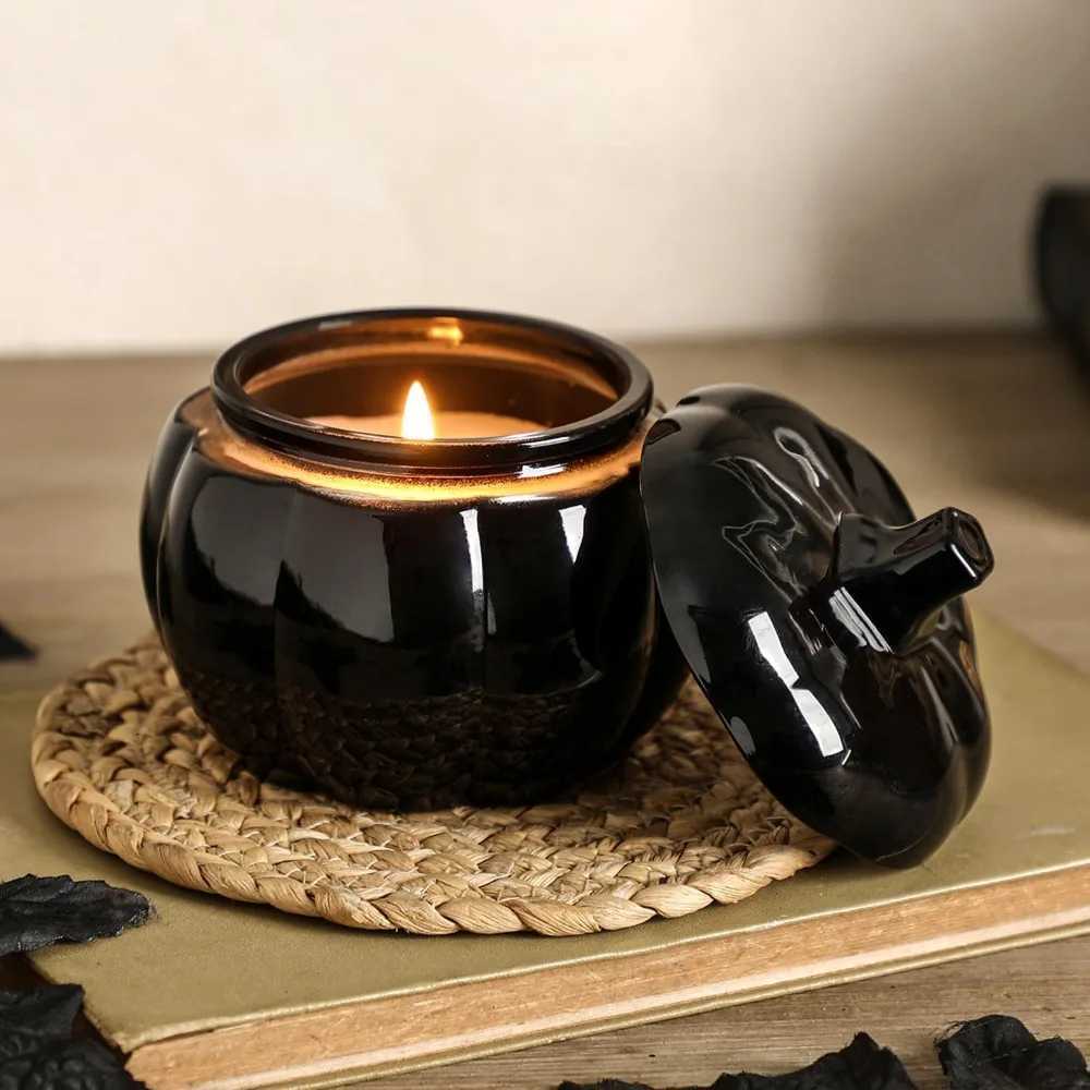 Fall Pumpkin Shaped Candle Halloween Fall Vanilla Pumpkin Spice Candle Farmhouse Thanksgiving Scented 12oz Autumn Decoration Gif C251015