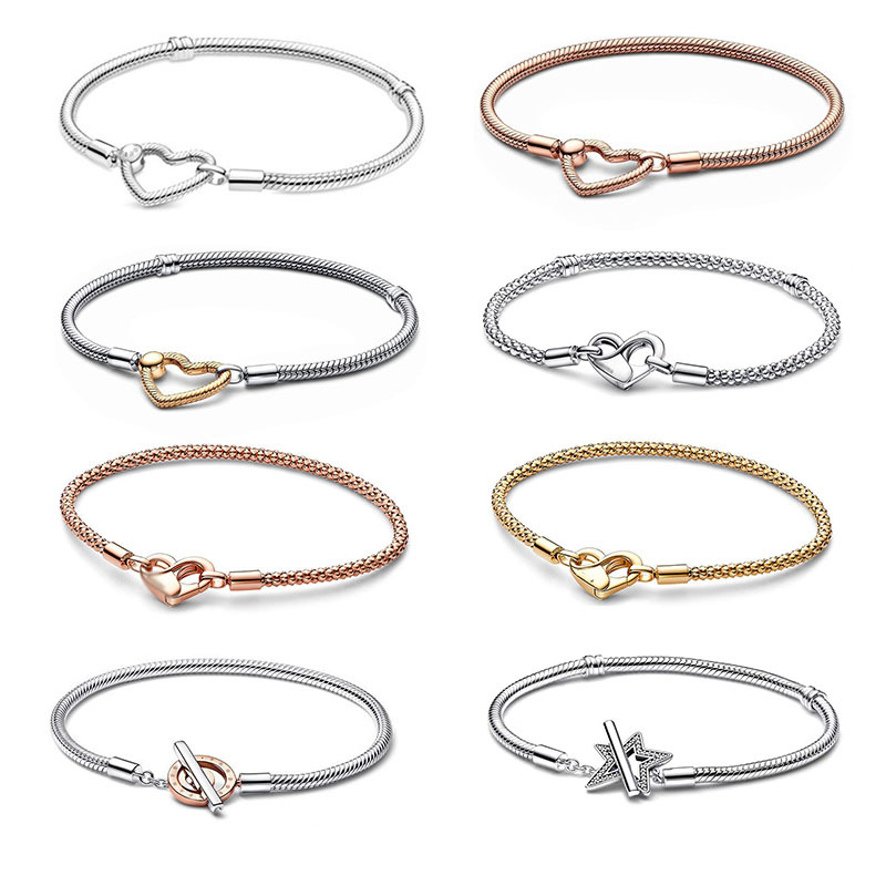 s925 silver love heart snake chain bangle bracelet for women men unisex classic luxury designer bangles nail charm bracelets jewelry gift