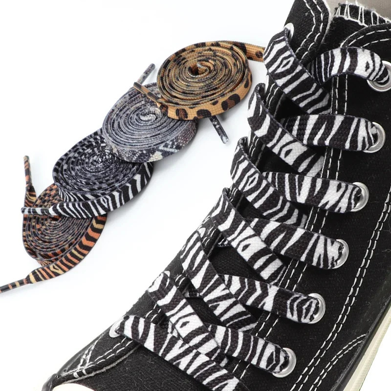 1Pair Animal Pattern Shoelaces Flat AF1AJ Sneakers Shoe Laces TigerSnakeLeopard Print Shoelace for 120140160CM Shoestrings 251014 - view 4