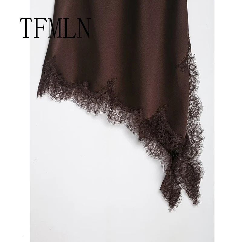 TFMLN Women Sexy Lace Splicing Dresses Summer Solid Sleeveless Asymmetry Dress Backless Slim Womens Party Sling Mini Dress251014