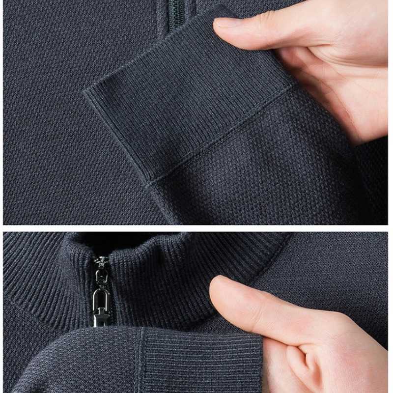 Velvet THiCKening Sweater Bottoming Shirt Mens Half Zip Pullover Casual Loose New Warm Tshirt Knitwear J251015