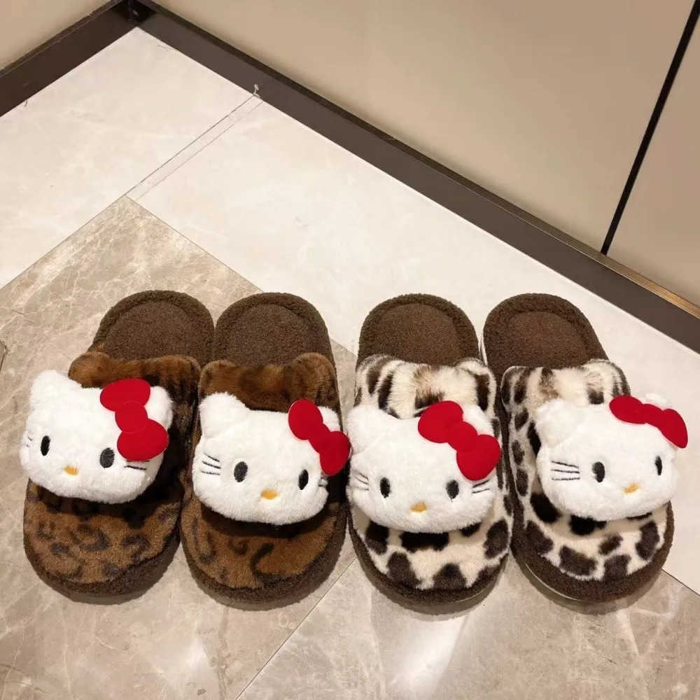 Sanrio Hello Kitty Slippers Anime KT Cat Kawaii Cute Home Plush Slippers Anime Fashion Casual Outdoor Ladies Slippers Girl Gift L251015