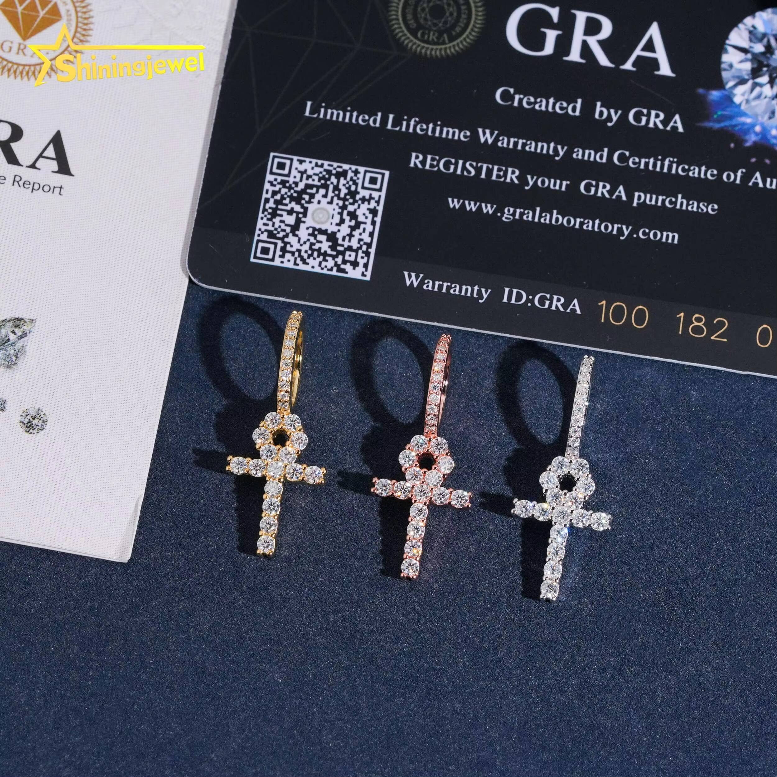 Wholesale Price 925 Silver Moissanite Pendant Iced Out Jewelry Custom Pendant Moissanite Cross Pendant Rapper Jewelry