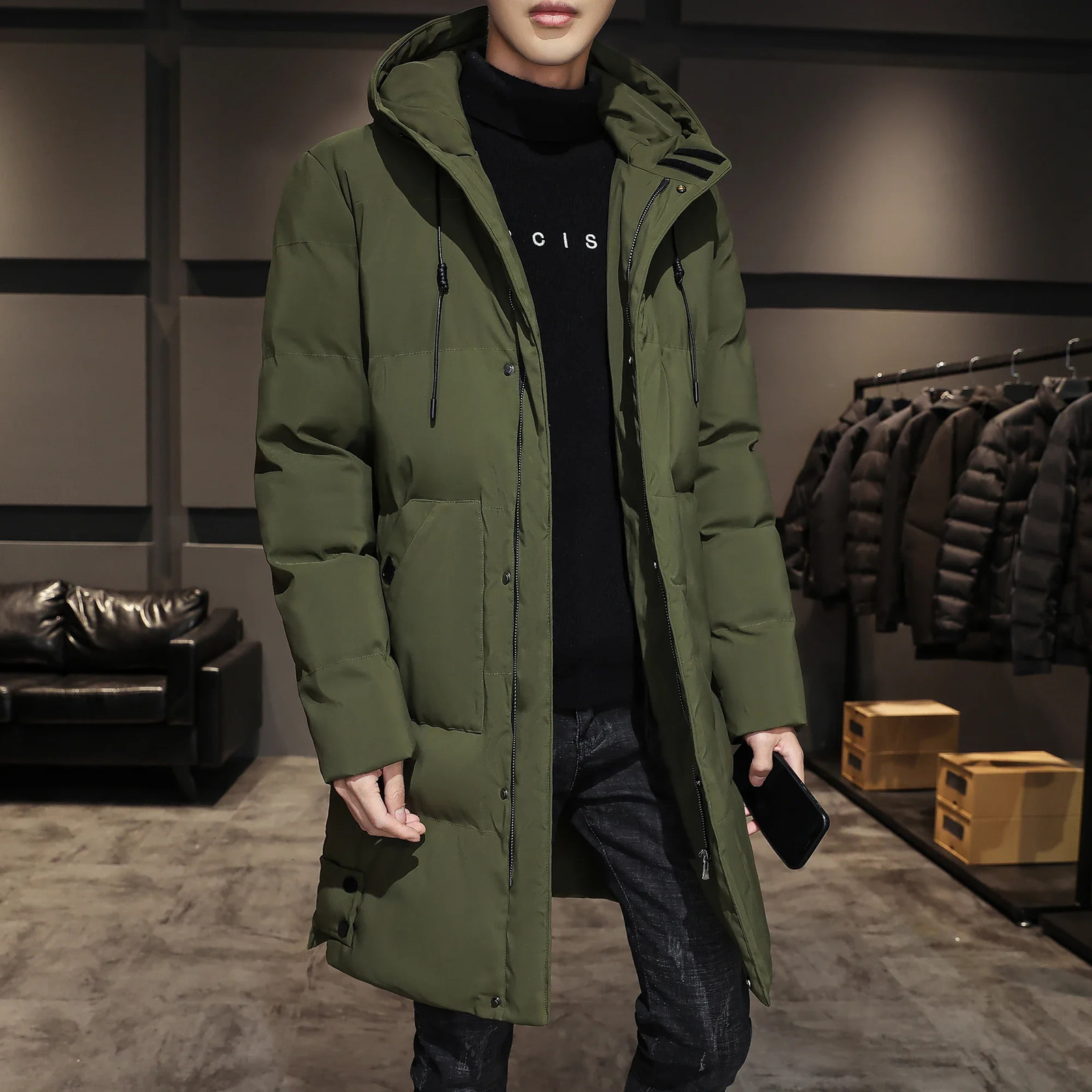 8XL 7XL Mens High Quality Hooded Jacket Black Fashion Winter Jacket Men Clothing Parka Men Thick Warm Long Coats 251029