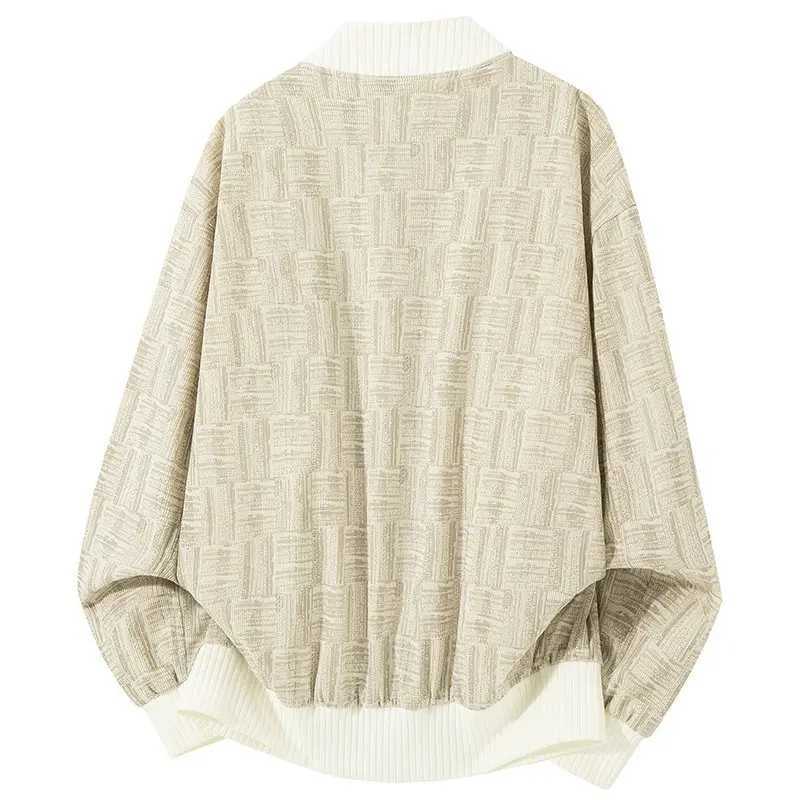 Autumn Winter New Full Print Embossed Knitted Sweater Unisex Casual Sweater Coat Ice Silk Fabric Polo Collar Princess Sleeve J251015