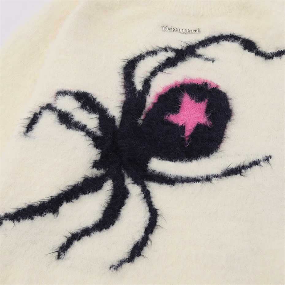 Star Spider Sweater Goth Punk Harajuku Hip Hop Streetwear Sweaters Men 2023 Fall Winter Oversized Knitted Jumper Pullover Black J251015