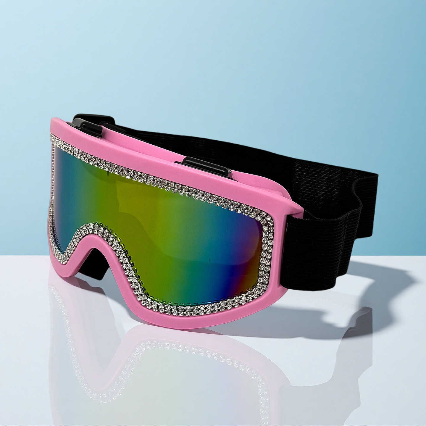 Colorful Fashion Sparkling Diamond Goggles Antifog Dustproof Outdoor Large Frame Motorcycle Ski Goggles for Men and Women H251015