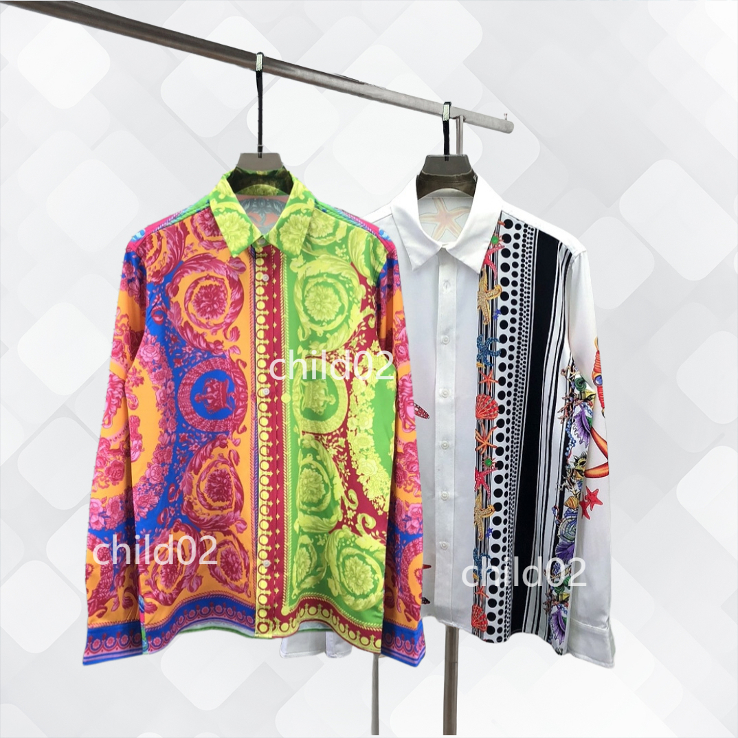 Luxury Designer Men's Dress sleeve Shirts New Fashion pattern Summer Casual Print Shirt Men's slim long sleeve shirt