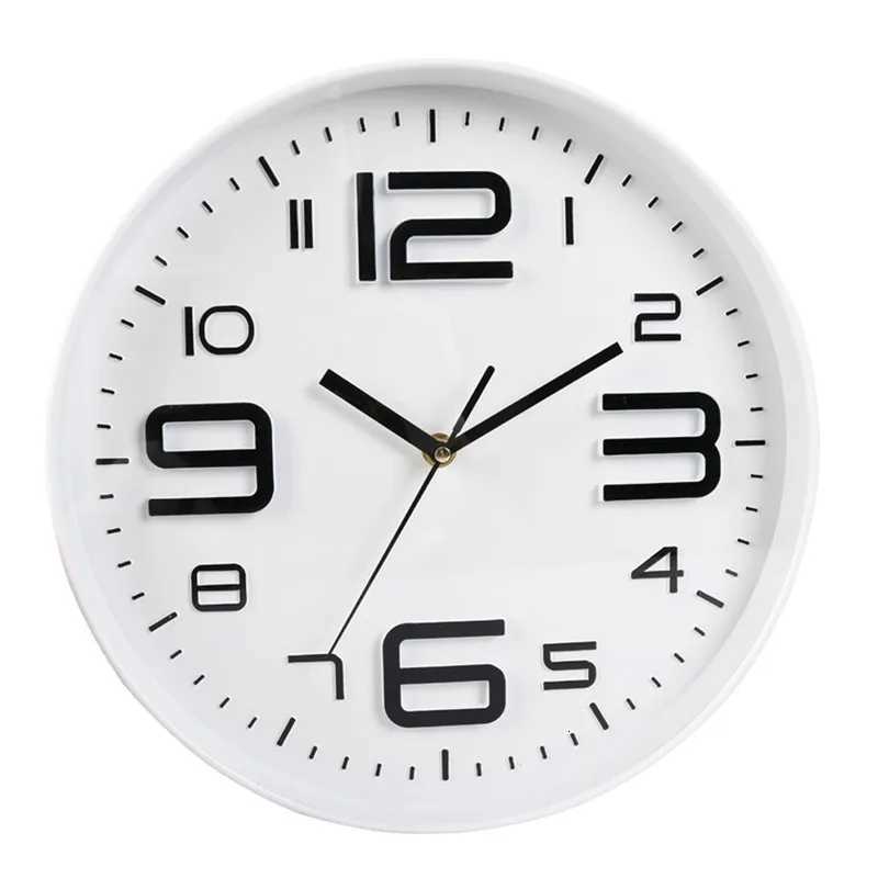 Silent Wall Clock 12 Inches Nordic Quartz Quiet No Tick Battery Powered White and Black Watch Clocks Modern Kitchen Home Decor C251015