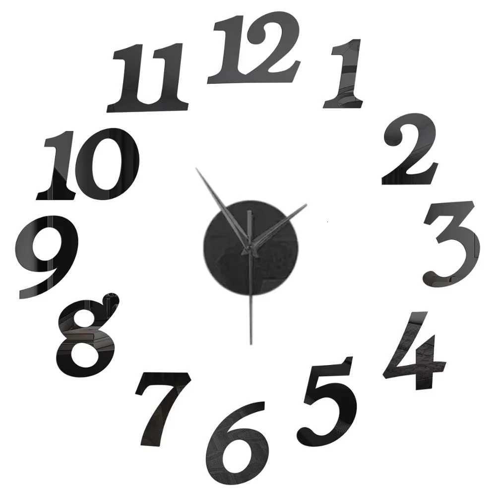 27inch Nordic Wall Clock Dining Restaurant Cafe Decorative Clocks Acrylic Mirror Wall Sticker Silent Quartz Watch Home Decor C251015