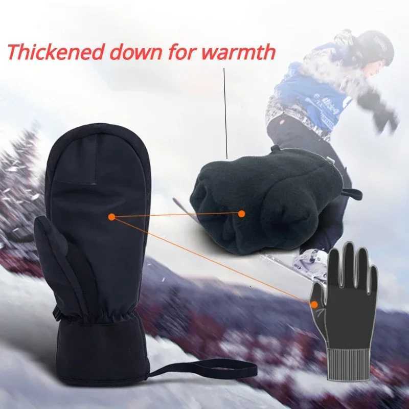Winter Ski Gloves Waterproof Touch Screen Thermal Thick Snow Gloves Men Women Snowmobile Warm Mittens Outdoor Ski Gloves Y251015