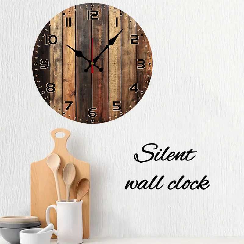 Wooden Theme Wooden Round Silent Hanging Wall Clock Suitable For Living RoomOfficeStudy Room Bedroom Home Decoration C251015