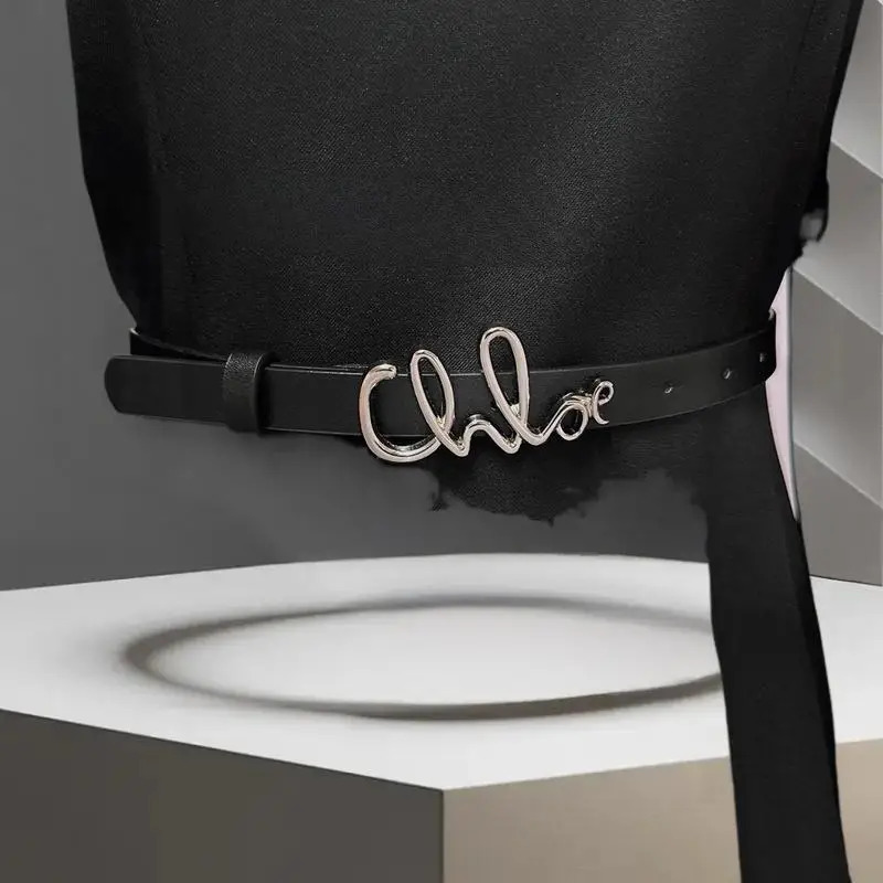 Fashionable Womens Belt Advanced Metal Letter Buckle 20cm Width Womans Dress Jeans Thin Waistband 251008